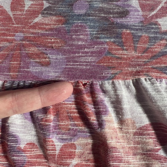 LOGO by Lori Goldstein Tunic Top Women 3X Purple Floral Printed Slub Knit Peplum - Picture 6 of 13